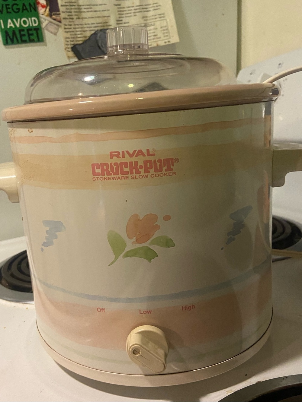 Rival Crock-Pot Stoneware Slow Cooker in Cream with Pastel Floral
